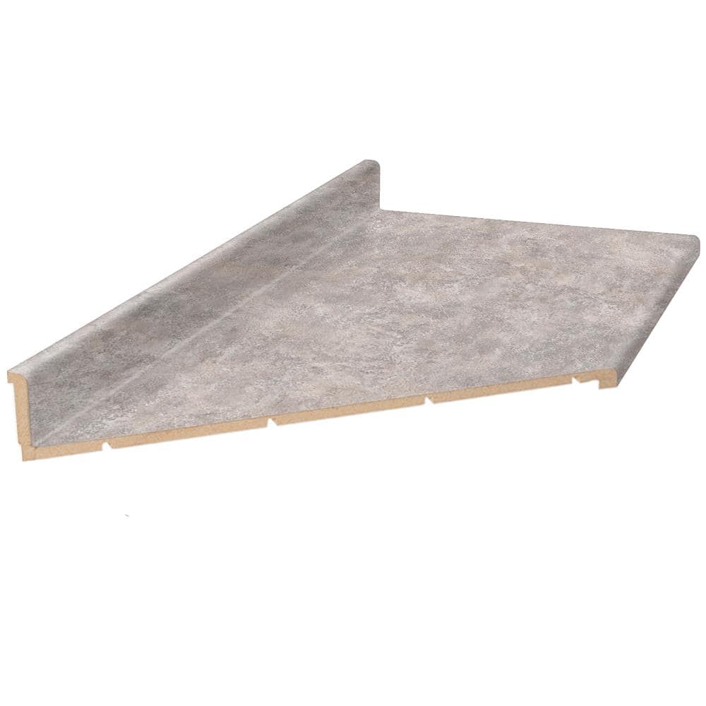 Hampton Bay 10 ft. Left Miter Laminate Countertop in Matte Patine Concrete with Waterfall Edge and Integrated Backsplash (1)