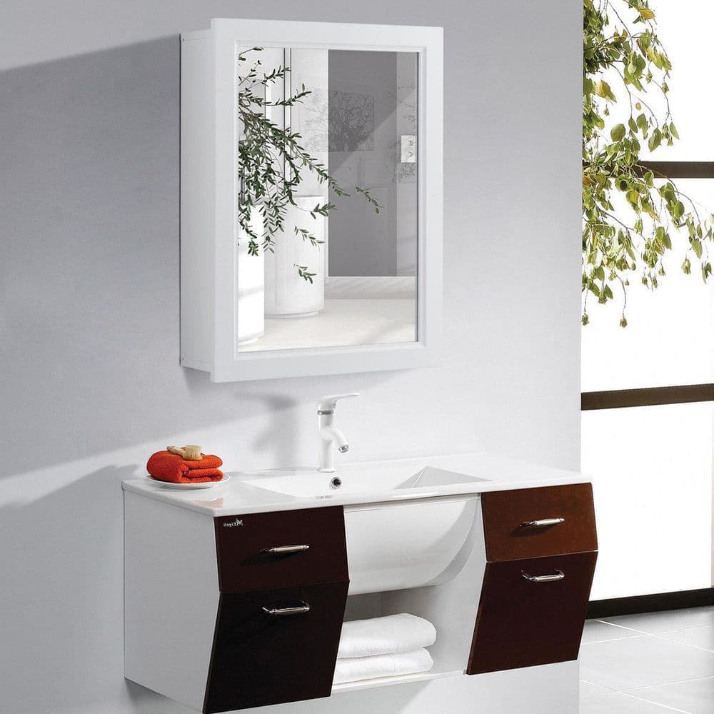 ANGELES HOME 20 in. W x 6 in. D x 26 in. H Bathroom Storage Wall Cabinet in Whitewith Single Door and Adjustable Shelf (2)
