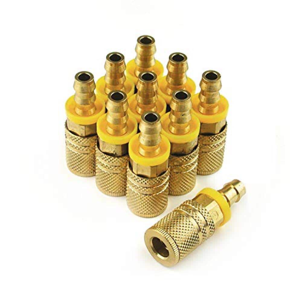 Primefit Extreme Performance 1/4 in. x 3/8 in. Brass Push-On Hose Barb Industrial M-Style 6-Ball Coupler (10-Pack) (1)