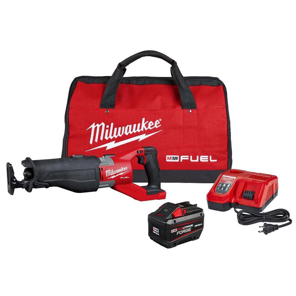 Milwaukee M18 FUEL 18V Lithium-Ion Brushless Cordless SUPER SAWZALL Orbital Reciprocating Saw w/5.0Ah Battery & Sawzall Blade Set (1)