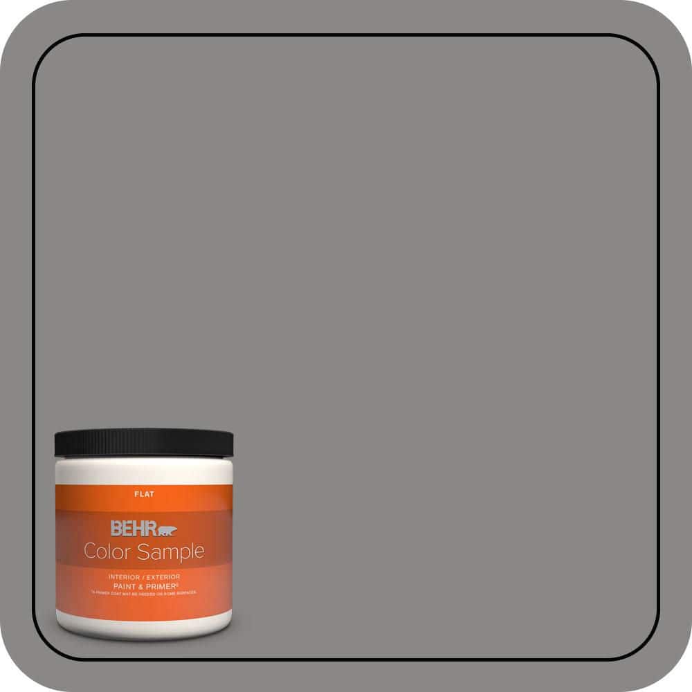 BEHR PREMIUM PLUS 8 oz. #PPU26-04 Falcon Gray Flat Interior/Exterior Paint & Primer Color Sample (1)