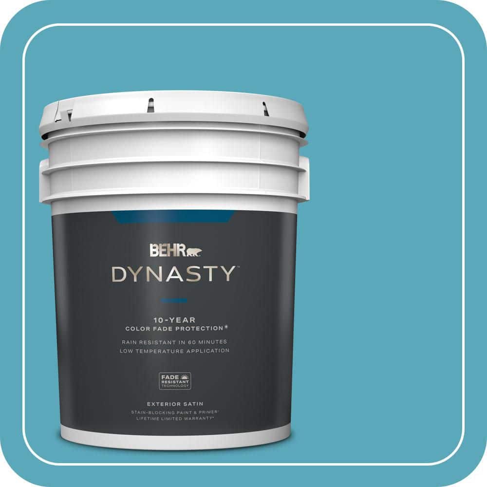 BEHR DYNASTY 5 gal. #T15-11 Sonic Blue Satin Enamel Exterior Stain-Blocking Paint & Primer