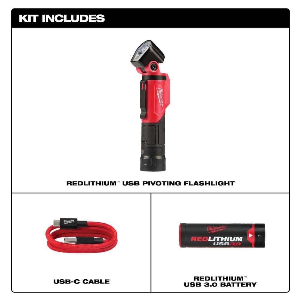 Milwaukee 500 Lumens LED Pivoting REDLITHIUM USB Flashlight (3)