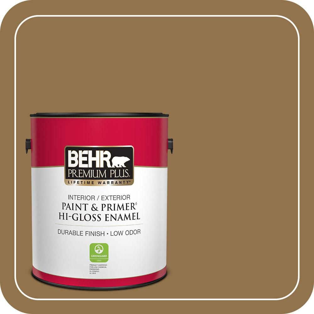 BEHR PREMIUM PLUS 1 gal. #N290-7 Marrakech Brown Hi-Gloss Enamel Interior/Exterior Paint & Primer