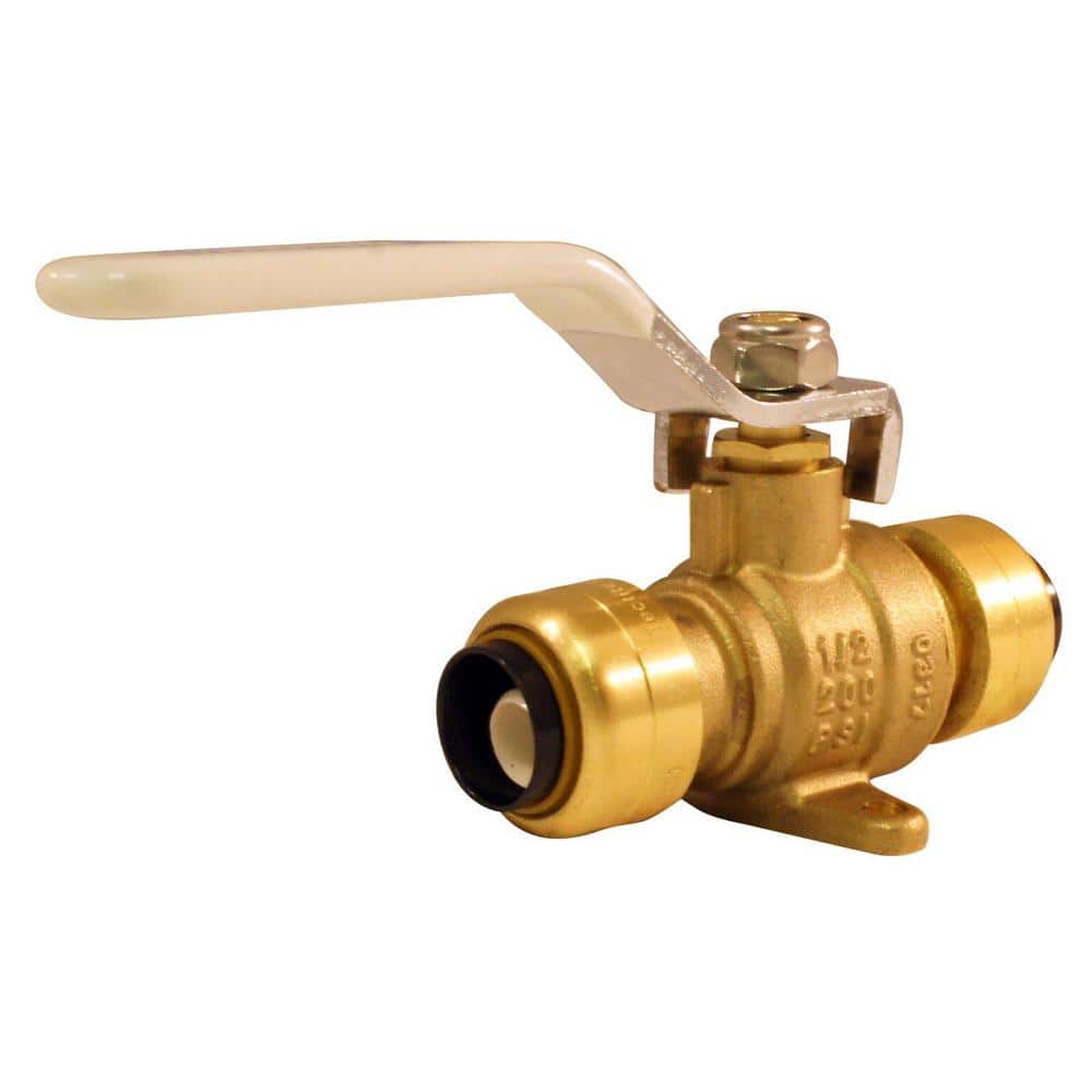 Tectite 1/2 in. Push-to-Connect x 1/2 in. Push-to-Connect Brass Ball Valve with Flange and Drain (3)
