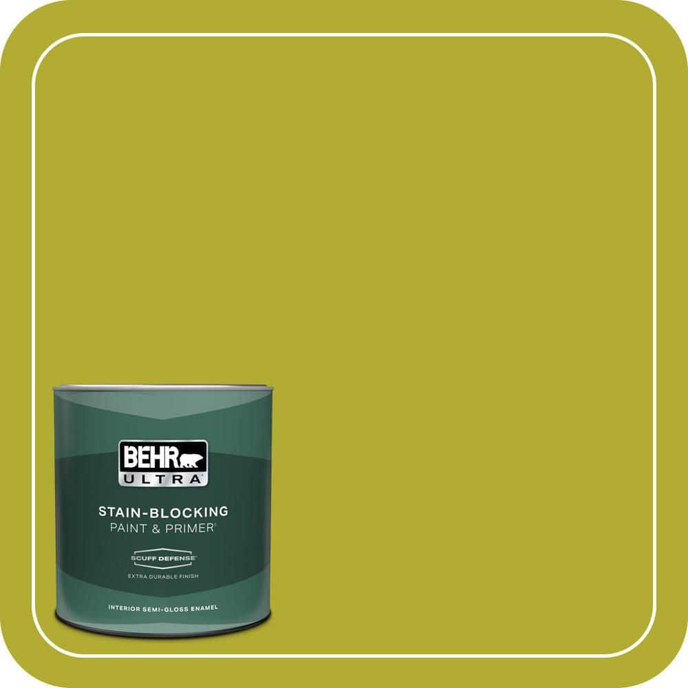 BEHR ULTRA 1 qt. #P340-6 Green Neon Extra Durable Semi-Gloss Enamel Interior Paint & Primer