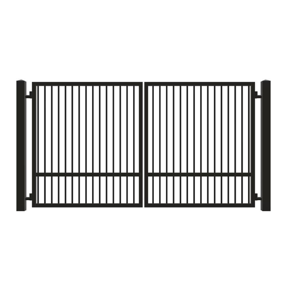Unbranded Driveway Gate — Swing, Center, Square, Single, Black — 138"W x 72"H (1)