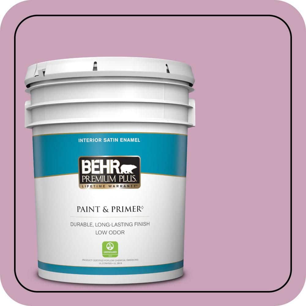 BEHR PREMIUM PLUS 5 gal. #690D-4 Taste of Berry Satin Enamel Low Odor Interior Paint & Primer