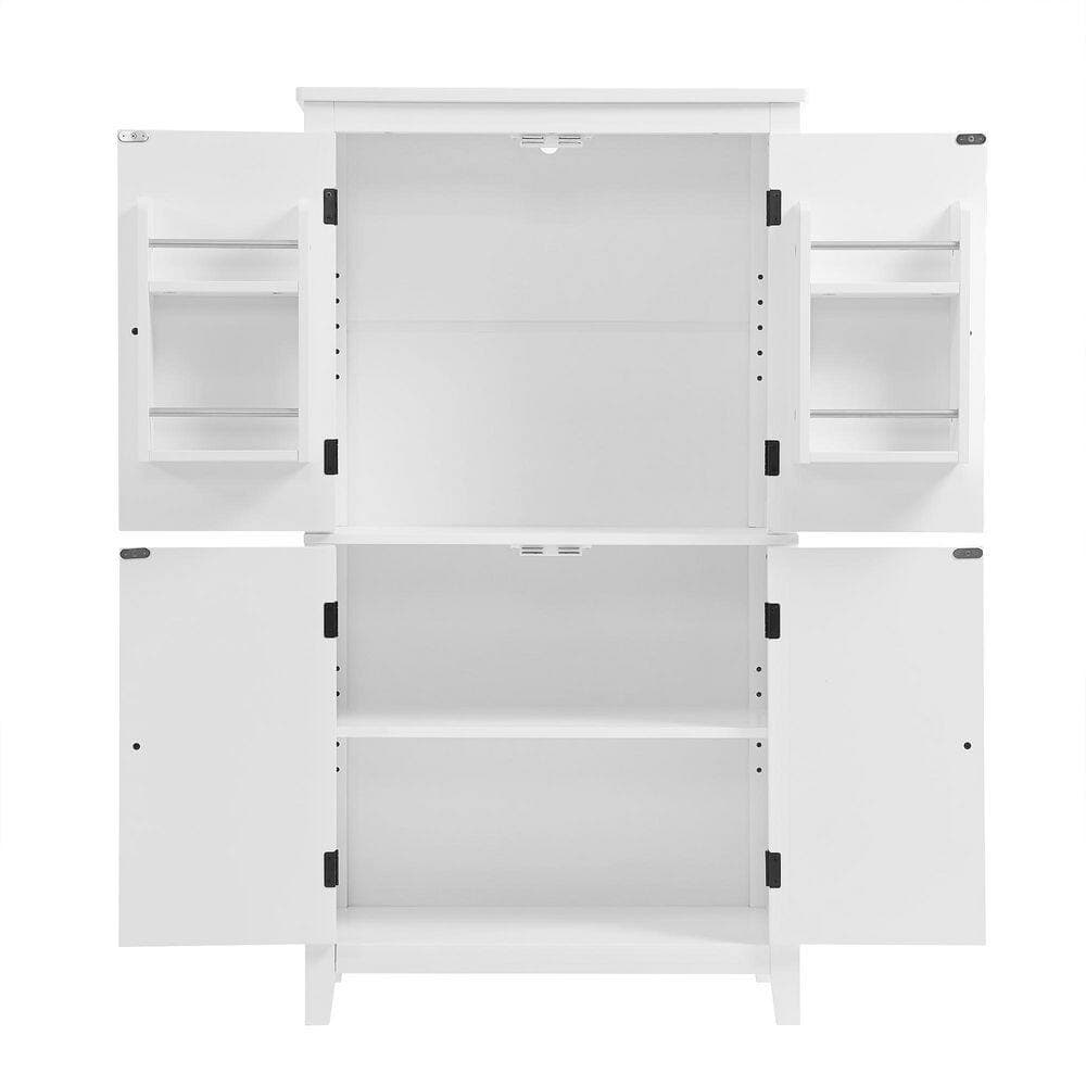COWLOWN 23.6 in. W x 11.8 in. D x 43.3 in. H White Linen Cabinet with 4-Doors, Adjustable Shelves, Adaptable Shelves (2)