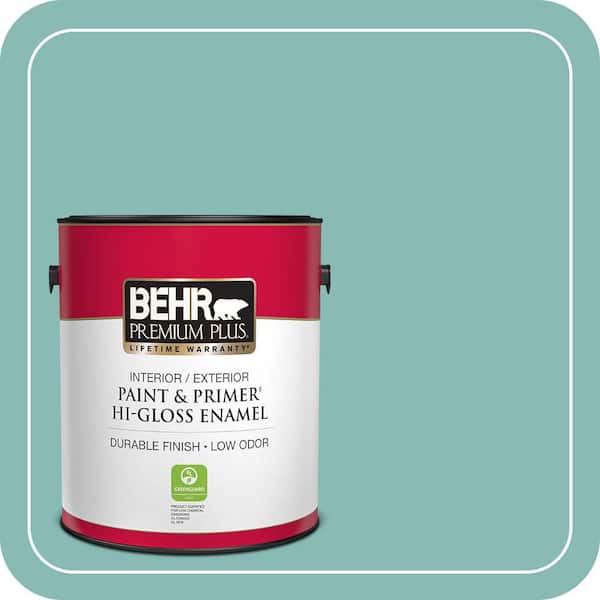 BEHR PREMIUM PLUS 1 gal. #T14-1 Ocean Liner Hi-Gloss Enamel Interior/Exterior Paint & Primer (2)