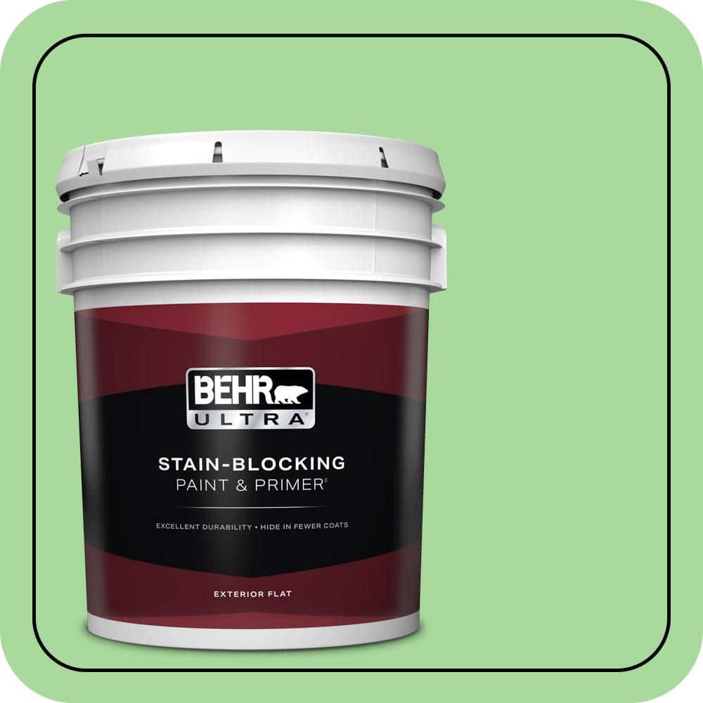 BEHR ULTRA 5 gal. #440B-4 Cool Aloe Flat Exterior Paint & Primer