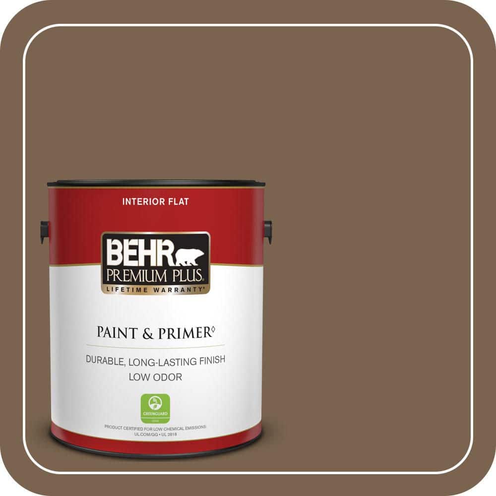 BEHR PREMIUM PLUS 1 gal. #N260-7 Folk Guitar Flat Low Odor Interior Paint & Primer
