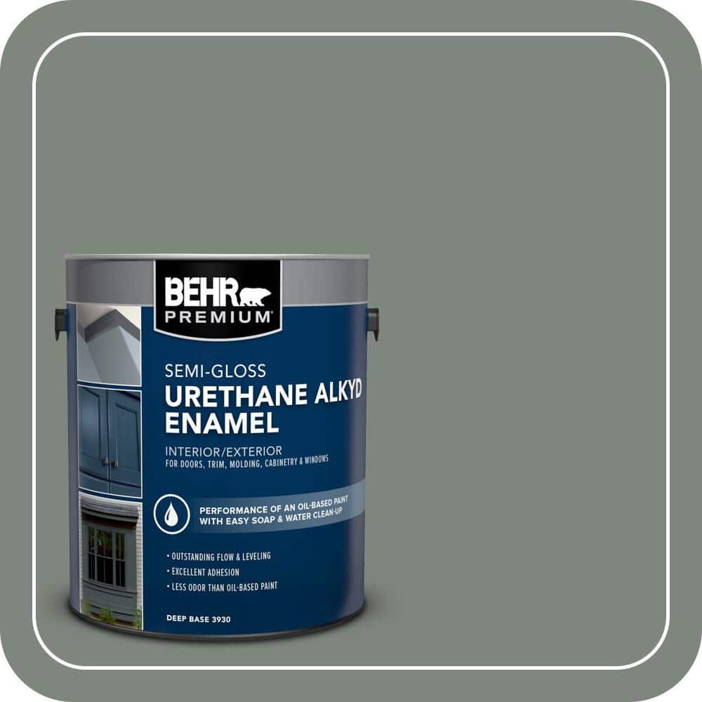 BEHR PREMIUM 1 gal. #700F-5 Wild Sage Urethane Alkyd Semi-Gloss Enamel Interior/Exterior Paint (1)