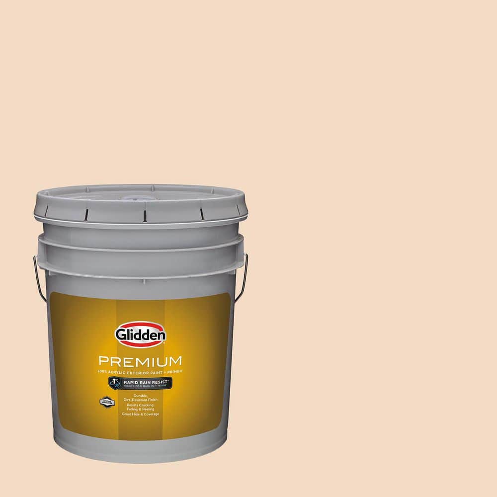 Glidden Premium 5 gal. PPG1202-3 Crisp Won Ton Flat Exterior Latex Paint