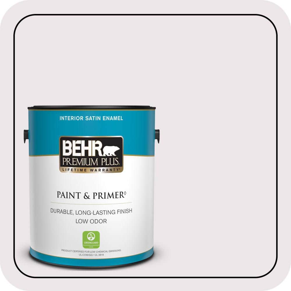 BEHR PREMIUM PLUS 1 gal. #670C-1 November Pink Satin Enamel Low Odor Interior Paint & Primer