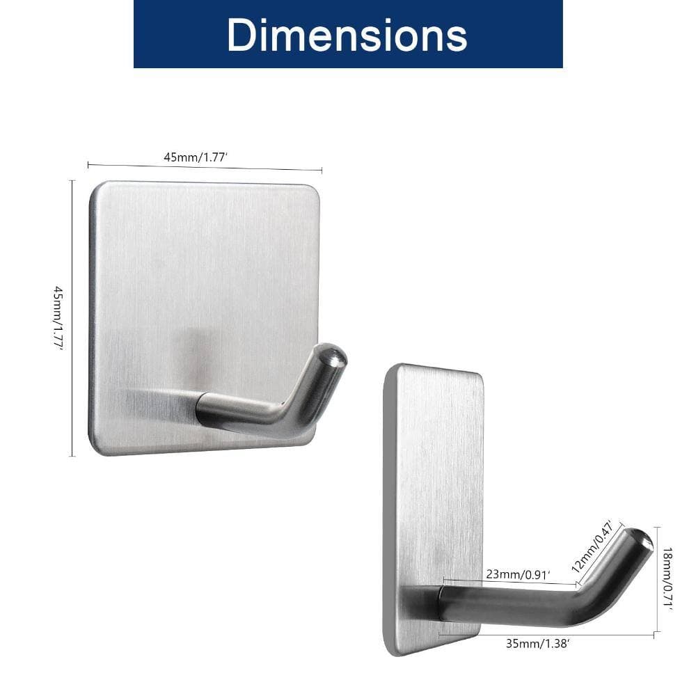 Unbranded Adhesive Heavy Duty Bath Wall Hooks, Stainless Steel Towel Hangers, Brushed Nickel Finish, 5 Pack Set (2)