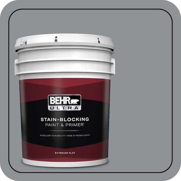 BEHR ULTRA 5 gal. #PPU18-04 Dark Pewter Flat Exterior Paint & Primer (2)