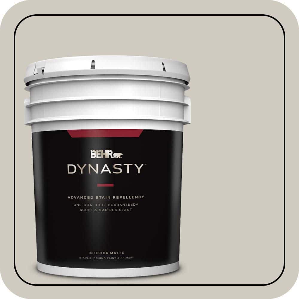 BEHR DYNASTY 5 gal. Designer Collection #DC-007 Tranquil Gray Matte Interior Stain-Blocking Paint & Primer