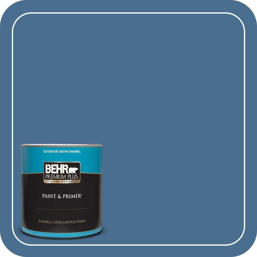 BEHR PREMIUM PLUS 1 qt. #M510-5 Sailors Bay Satin Enamel Exterior Paint & Primer