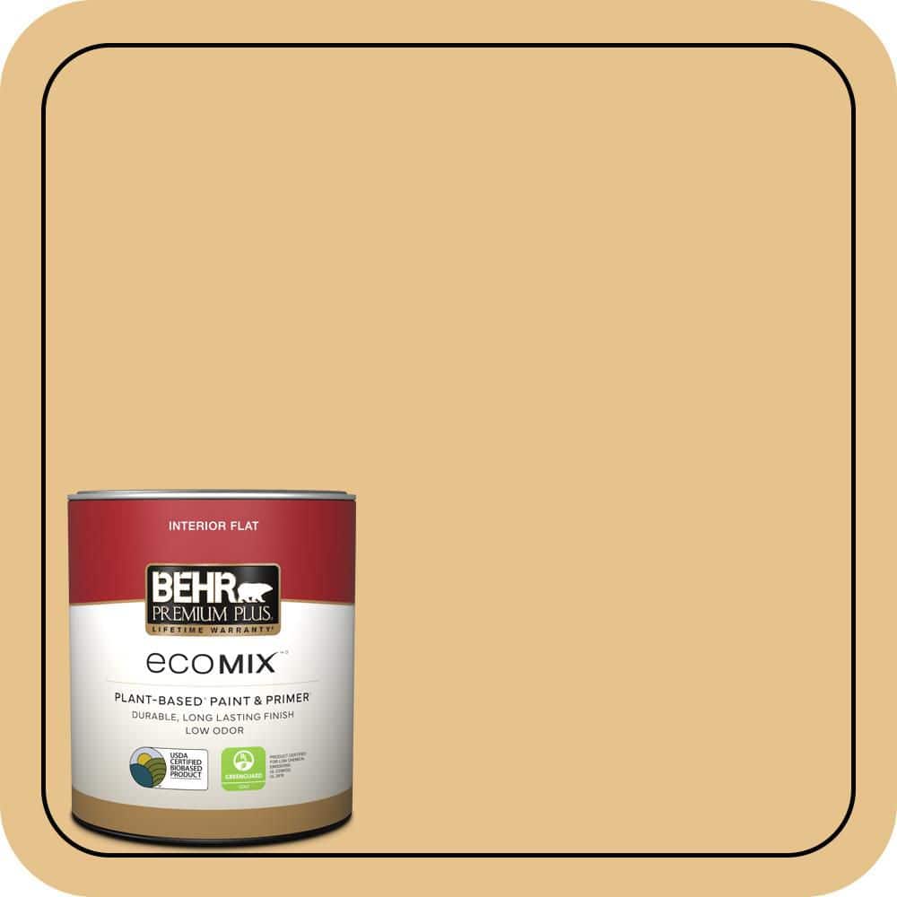 BEHR PREMIUM PLUS 1 qt. #T17-02 Gold Hearted Flat EcoMix Plant-Based Interior Paint & Primer (1)