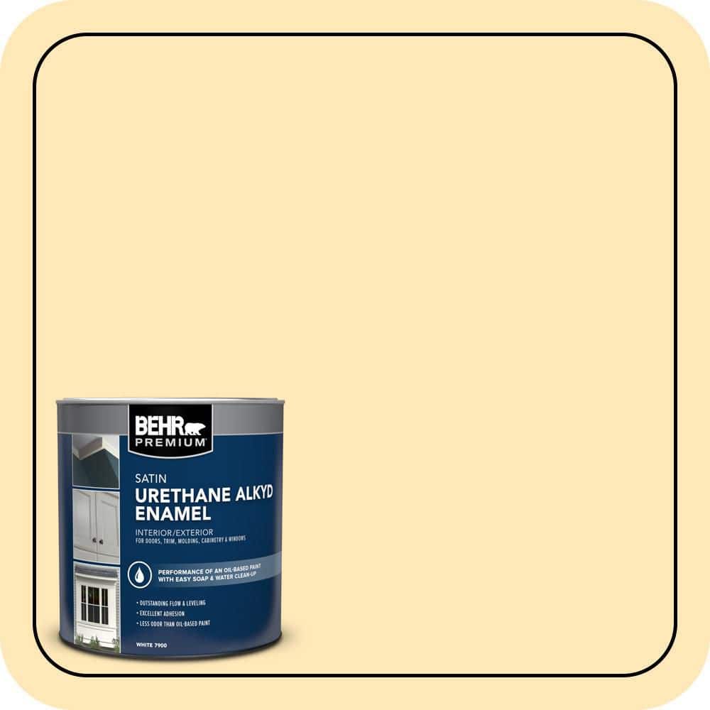 BEHR PREMIUM 1 qt. #320A-3 Cornsilk Satin Enamel Urethane Alkyd Interior/Exterior Paint (1)