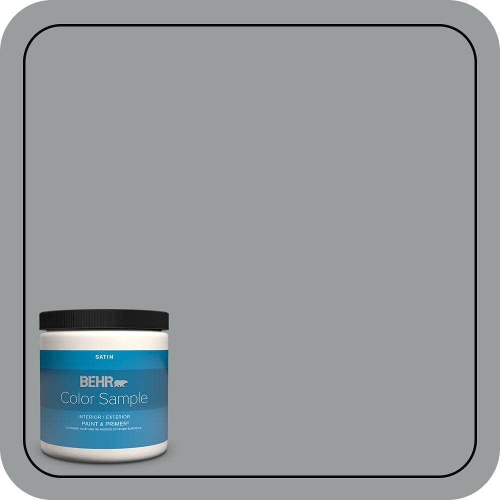 BEHR PREMIUM PLUS 8 oz. #N500-4 Pencil Sketch Satin Enamel Interior/Exterior Paint & Primer Color Sample