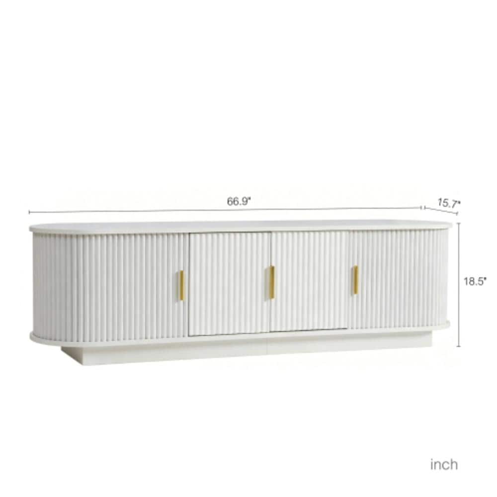 Unbranded 66.93 in. W x 15.75 in. D x 18.5 in. H Bathroom White Linen Cabinet (2)