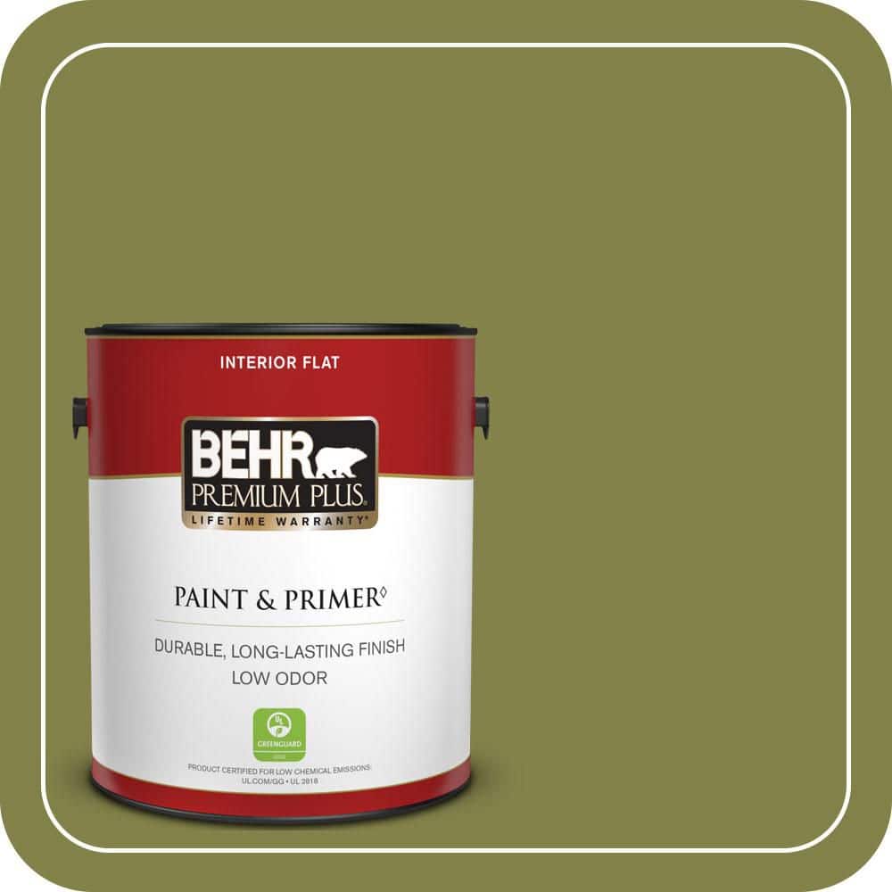 BEHR PREMIUM PLUS 1 gal. #MQ6-61 Basil Chiffonade Flat Low Odor Interior Paint & Primer