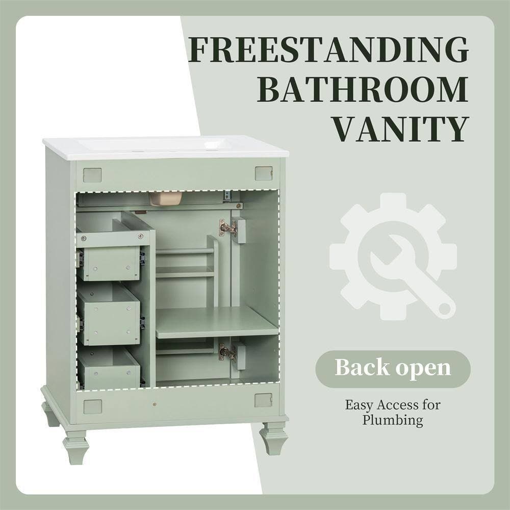 Zeus & Ruta 24 in. Bath Vanity Cabinet without Top in Green Assembled (2)