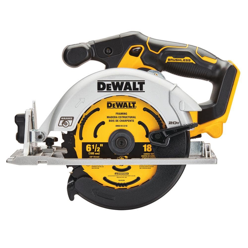 DEWALT 20V MAX Cordless Brushless 6-1/2 in. Circular Saw and ATOMIC 20V MAX Cordless 3/8 in. Ratchet (Tools-Only) (3)