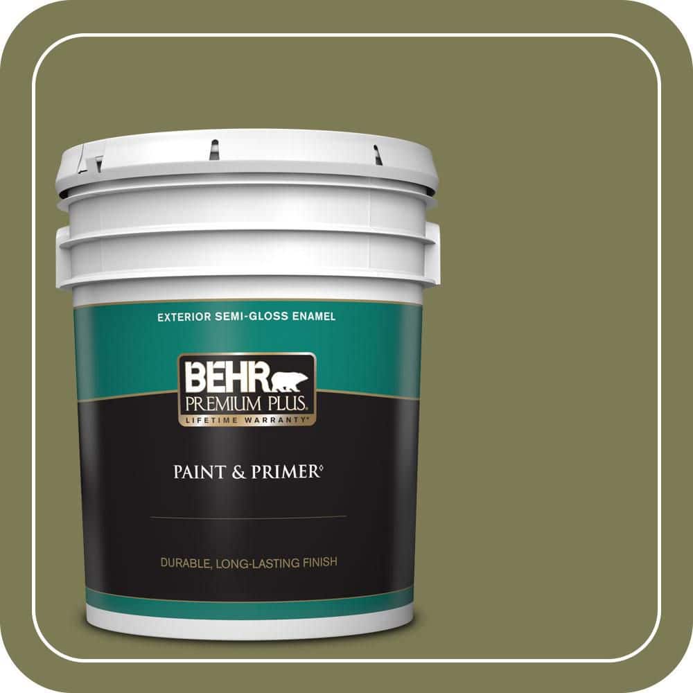 BEHR PREMIUM PLUS 5 gal. #S370-6 Seaweed Salad Semi-Gloss Enamel Exterior Paint & Primer