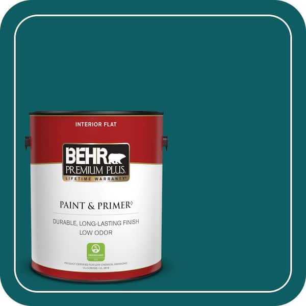 BEHR PREMIUM PLUS 1 gal. #S-H-500 Realm Flat Low Odor Interior Paint & Primer (2)