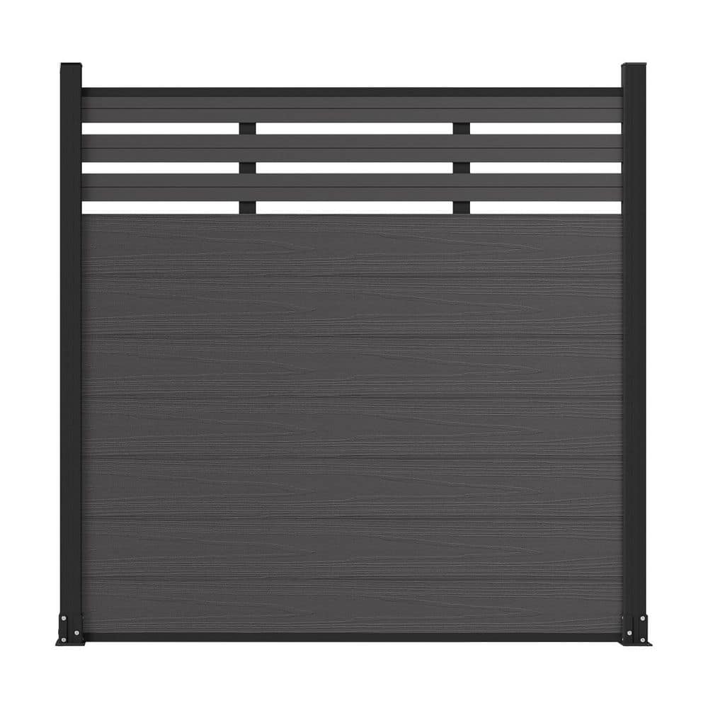mondaria 5.5 ft. H x 6 ft. W Silver Gray Composite Horizontal Fence Panel Kit with 2 6 ft. Aluminum Posts, Warp-Resistant (1)
