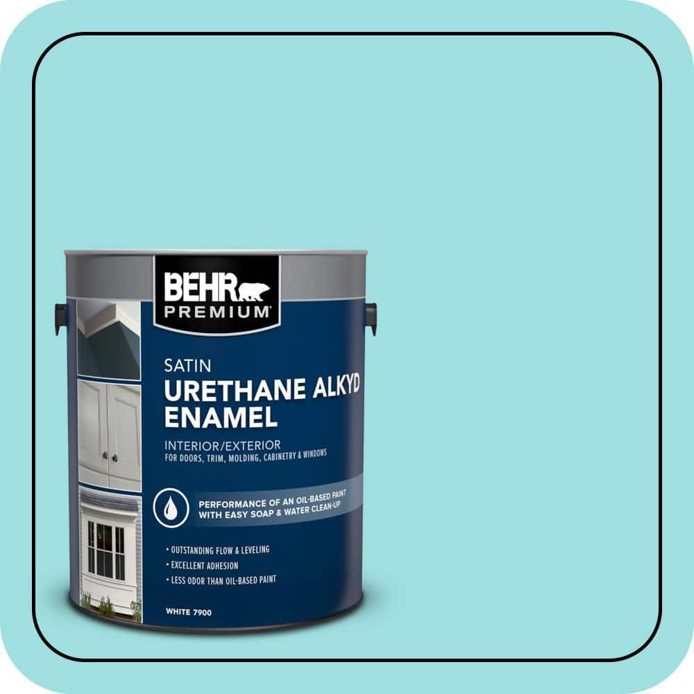 BEHR PREMIUM 1 gal. #P460-2 Tropical Waterfall Urethane Alkyd Satin Enamel Interior/Exterior Paint