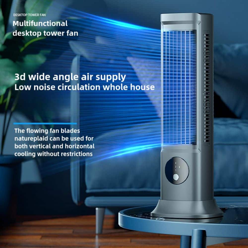 Edendirect 10.63 in. 3 fan speeds Tower Fan in Gray with Bladeless Design, Low Noise Operation (2)