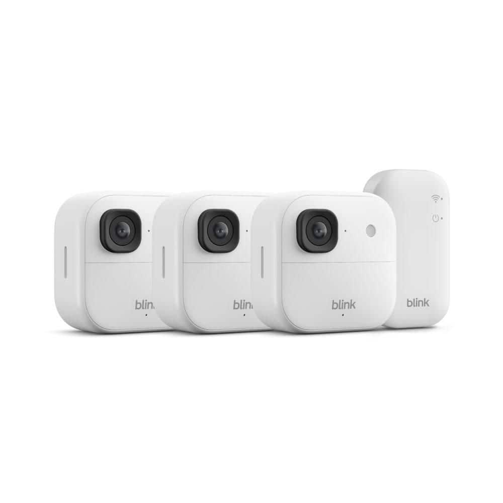 Blink Outdoor 2K+Battery (Newest Model)Wireless Smart Security Camera,2K  Resolution,Sync Module Core Included 3-Cameras White
