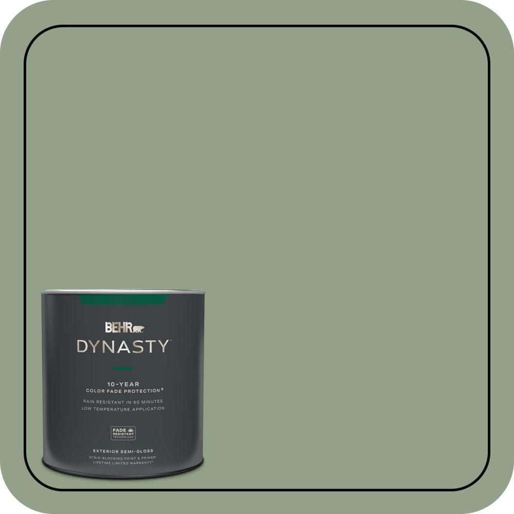 BEHR DYNASTY 1 qt. #440F-4 Athenian Green Semi-Gloss Enamel Exterior Stain-Blocking Paint & Primer