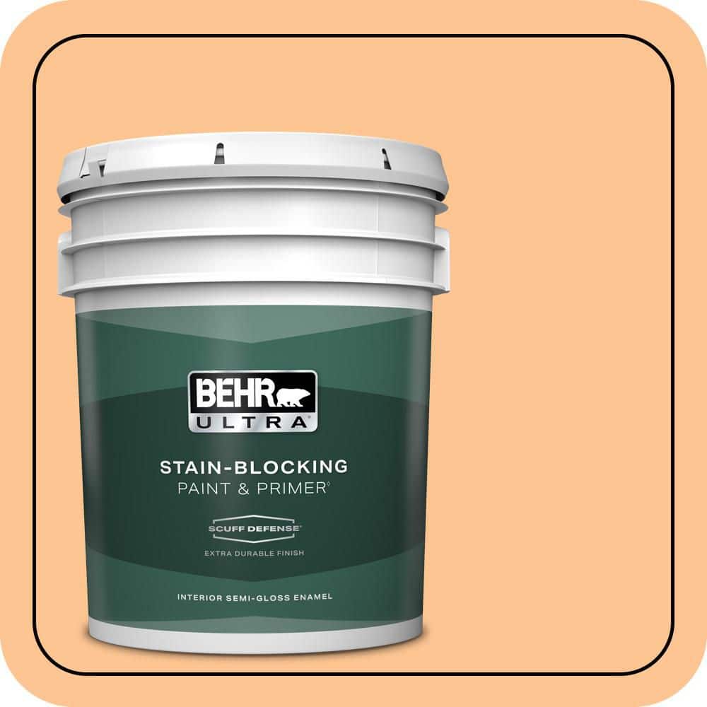 BEHR ULTRA 5 gal. #P220-4 Dainty Apricot Extra Durable Semi-Gloss Enamel Interior Paint & Primer