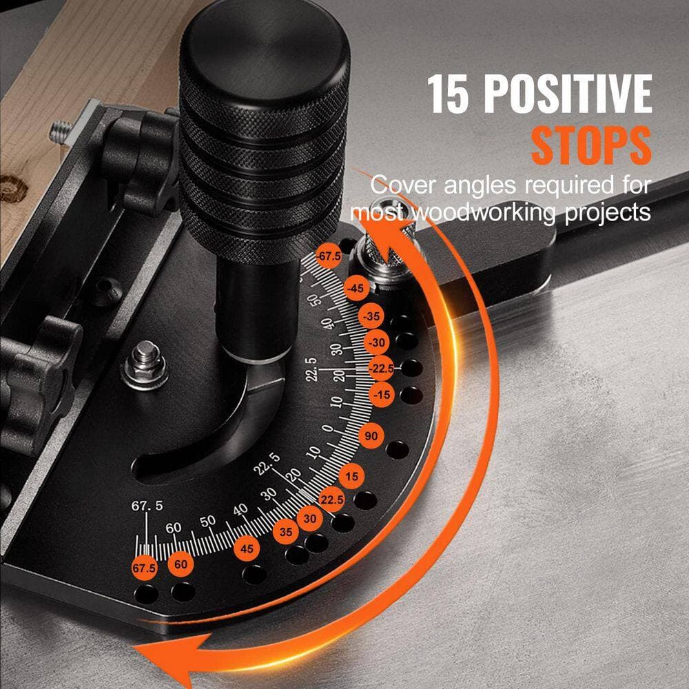 SKYSHALO Precision Miter Gauge Standard Slot 3/4 in. x 3/8 in. Aluminum Alloy Table Saw Miter Gauge with 24 in. Grating (3)
