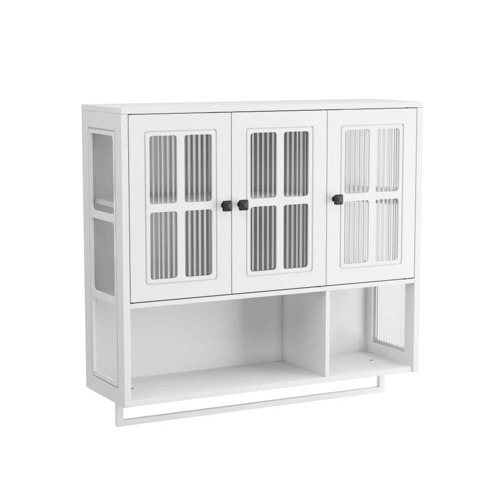COWLOWN 34.65 in. W x 10.24 in. D x 32.48 in. H Bathroom Storage Wall Cabinet in White (1)