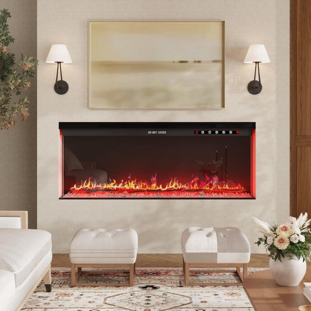 FUFU&GAGA 40 in. Wall-Mount Electric Fireplace in Black with Adjustable Flame Colors and Speed, Touch Screen Remote Control,Vented (1)