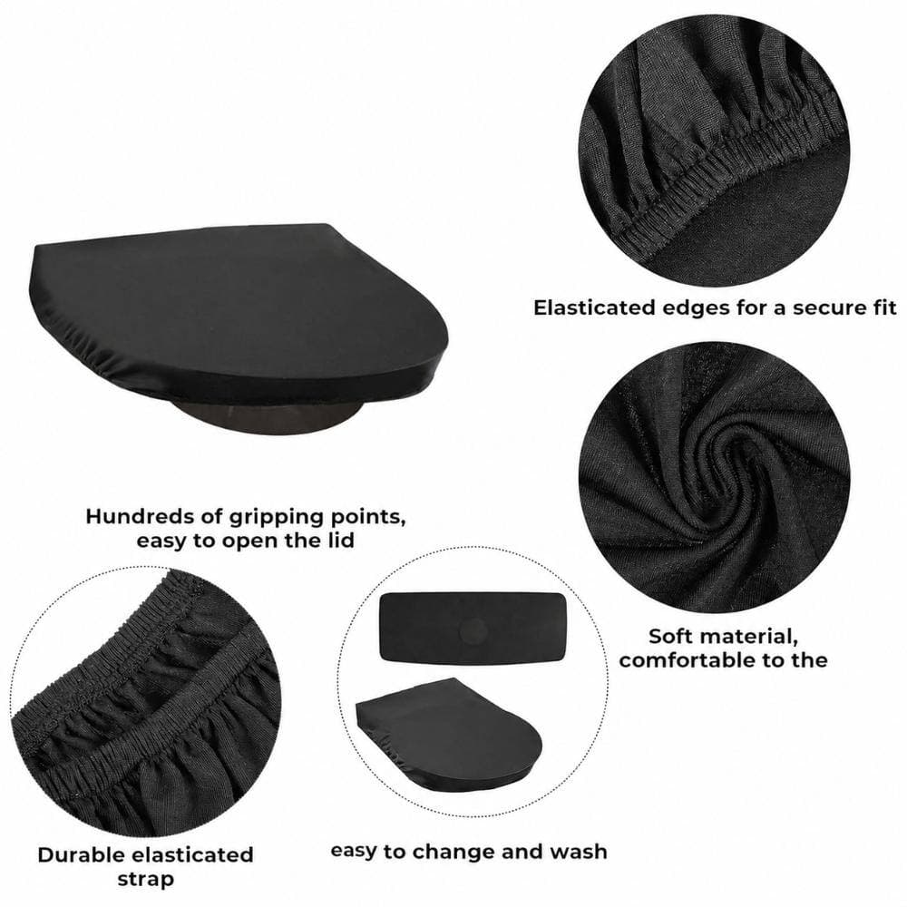 Unbranded Toilet Lid Cover and Tank Lid Cover Set with Elastic Bottom Fits Lids 17-20 in and Tanks 15-17 in Decor (3)