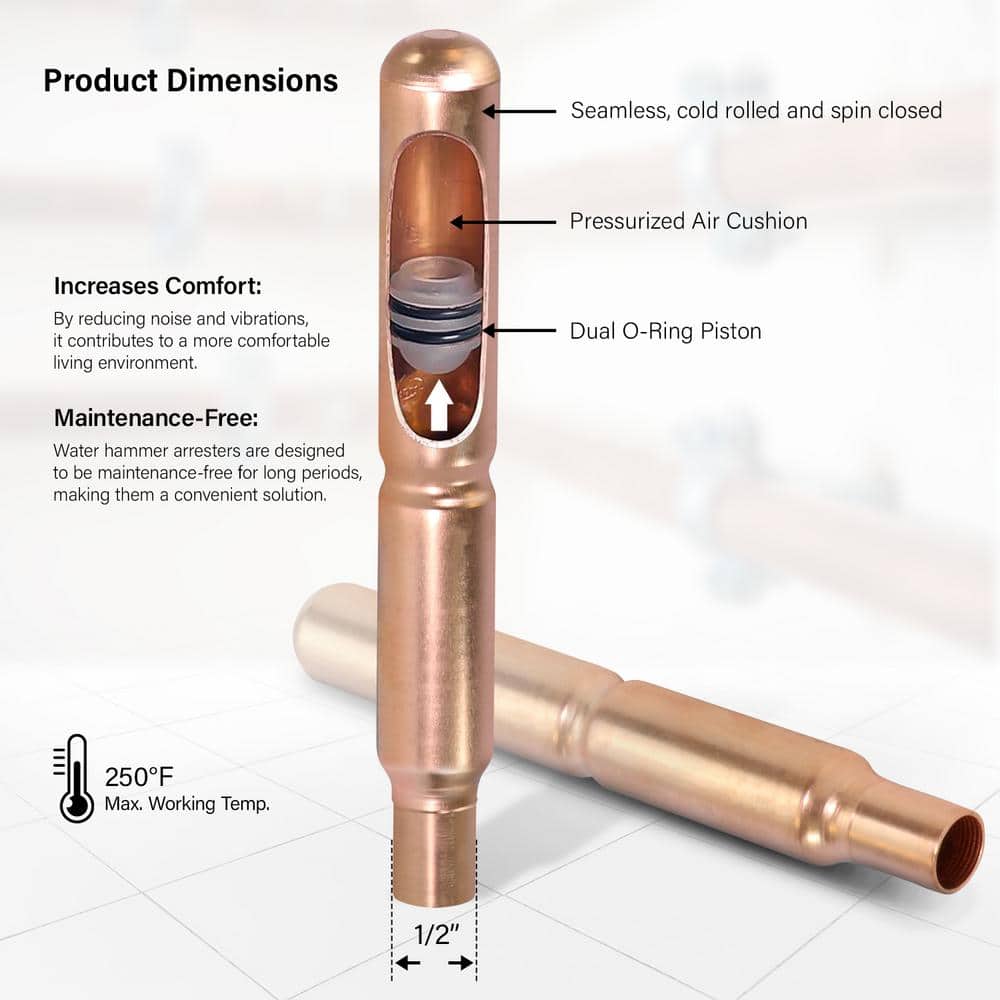 PLUMBFLEX 1/2 in. Male Sweat Copper Water Hammer Arrestor Type AA (3)