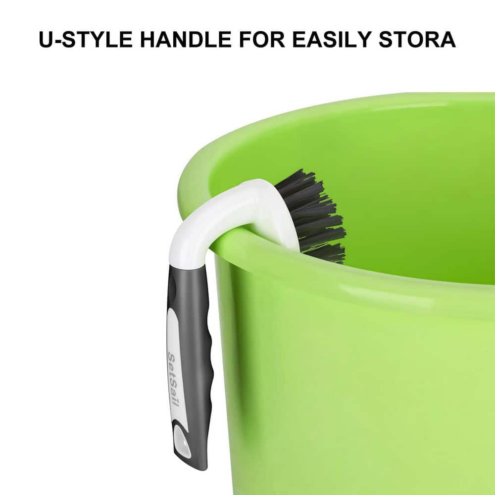 NVNOO 5.9 in. Stiff Bristles Scrub Brushes for Shower, Bathroom, Carpet, Kitchen and Bathtub Scrubber, Black (2-Pack) (2)