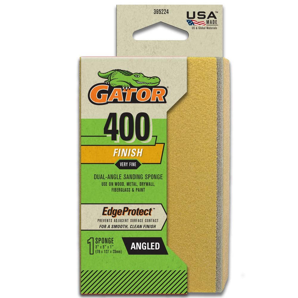 Gator Edge Protect 3 in. 5 in. 400-Grit Angled Medium Sanding Sponge Sheet