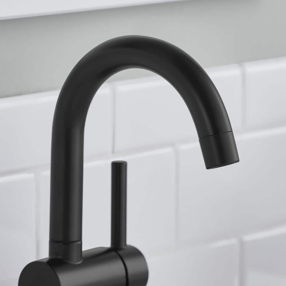 Glacier Bay Dorind Single Hole Single-Handle Deck Mount High-Arc Bathroom Faucet in Matte Black (4)