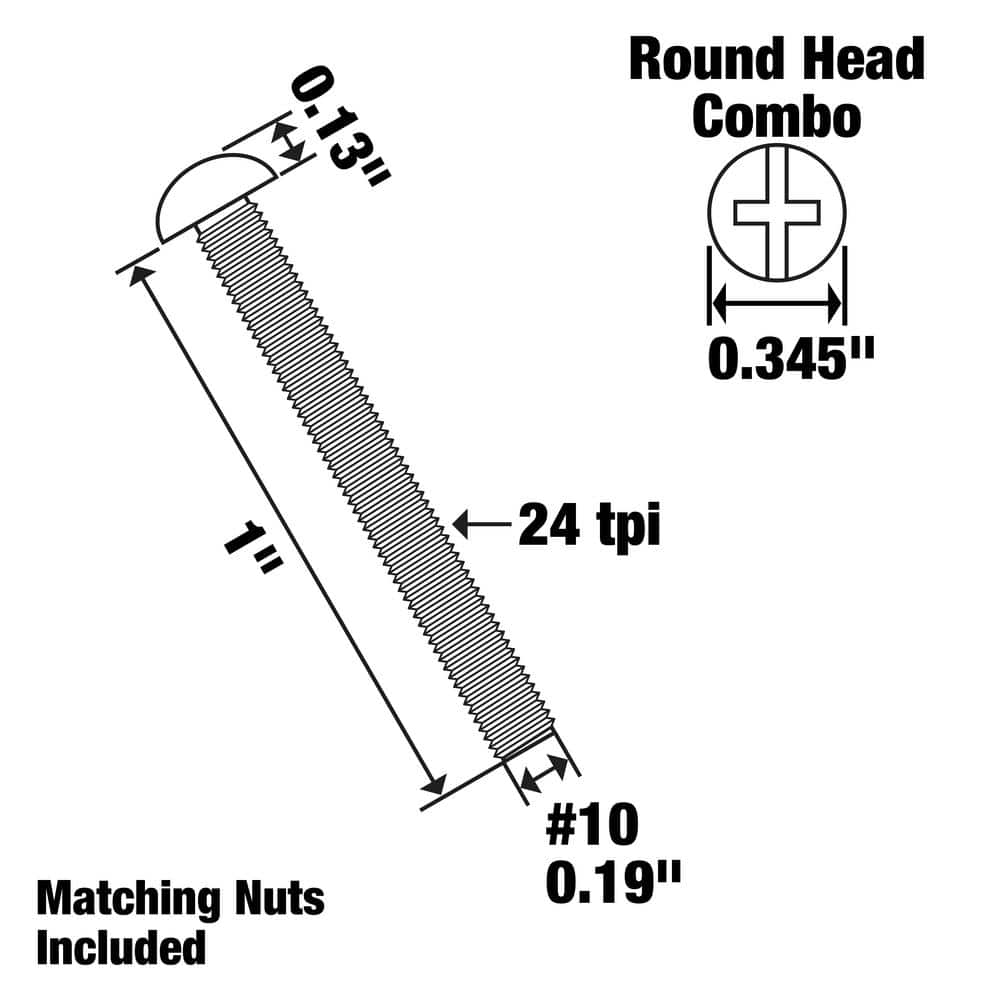 Everbilt #10-24 x 1 in. Zinc Plated Combo Round Head Machine Screw (6-Pack) (3)