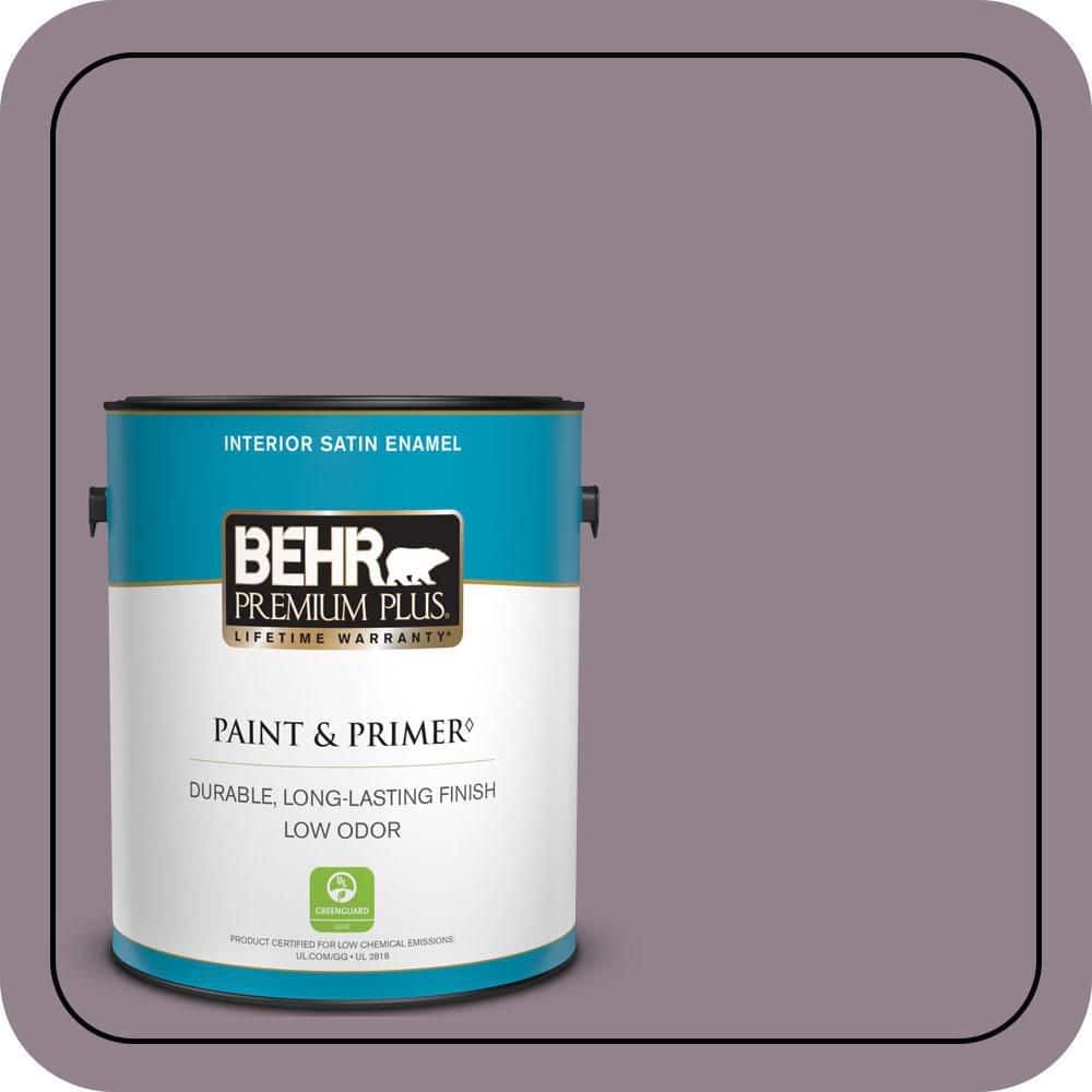 BEHR PREMIUM PLUS 1 gal. #N110-4 Gothic Purple Satin Enamel Low Odor Interior Paint & Primer