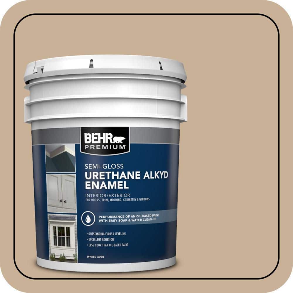 BEHR PREMIUM 5 gal. #MQ2-46 Basswood Urethane Alkyd Semi-Gloss Enamel Interior/Exterior Paint