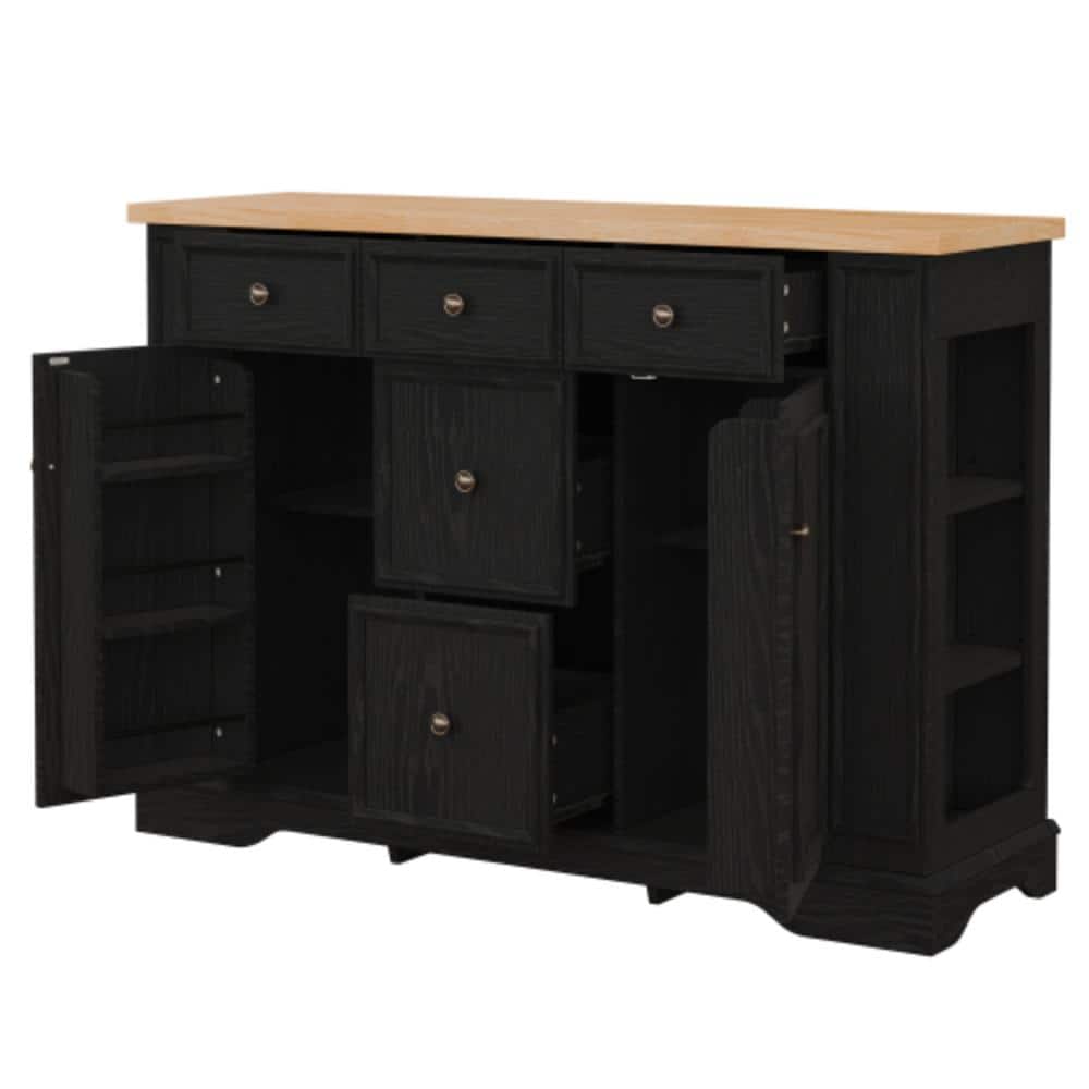 Unbranded 51.2 in. W x 15.8 in. D x 36.2 in. H Bathroom Black Linen Cabinet (1)